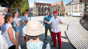 Mario Wenzel-Becker in Aktion Blick zum Altstadtmarkt (c) Braunschweiger Zeitung